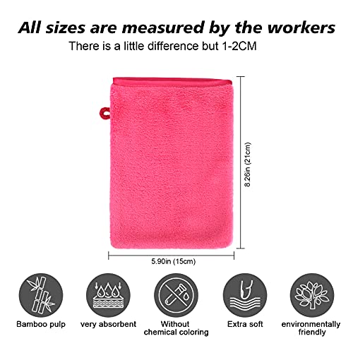 PHOGARY 10 PCS Microfiber Body Wash Mitts, Flannel Soft Face Mitten, Bath Spa Cloth, Reusable Makeup Remover Mitt Gloves, European Style Wash Cloth,6×8inch, 5 Colors
