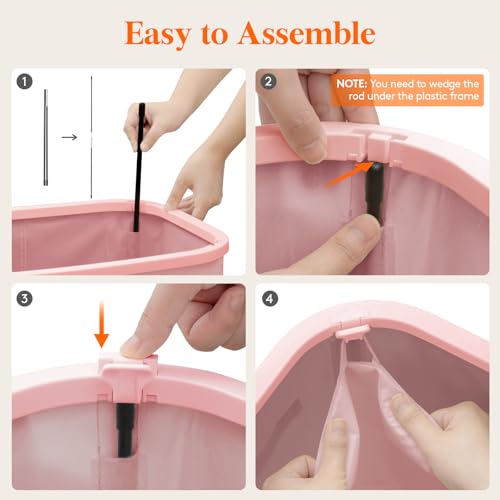 Lifewit 105L Large Laundry Hamper with Lid, Removable Inner Bag, Pink - color: Pink, size: 105L