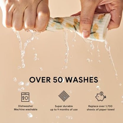 RECYCO Swedish Dishcloths for Kitchen | 5 Pack Gingham Flutter Washable Dish Rags | Cellulose Reusable Cleaning Paper Towels | Absorbent Counter Dish Cloth Sponge Kitchen Wipes, 8" L x 7" W - color: Gingham Flutter - 5 Pack