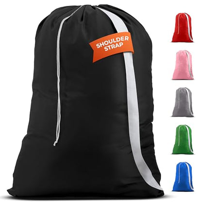 Handy Laundry Bag with Shoulder Strap 30"x40", Extra Large, Black - color: Black, size: 1-Pack