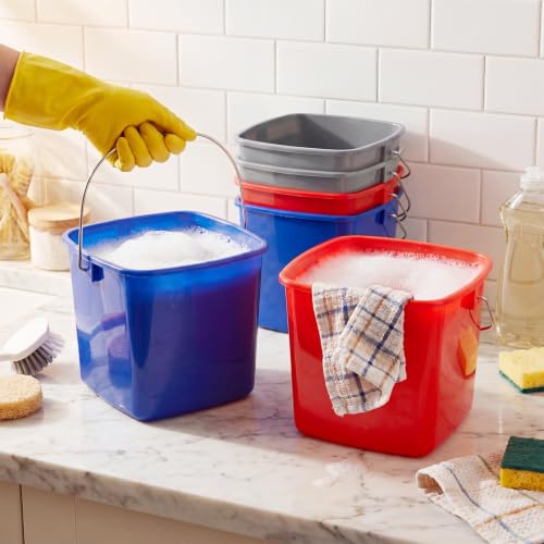Zhehao 6 Pcs 3 Quart Small Sanitizer Cleaning Bucket, Red,Dark Blue,Gray - color: Red,dark Blue,gray