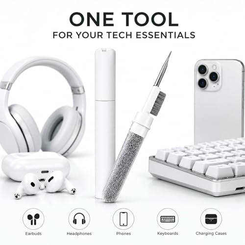 3 Pack Multi-Function Cleaning Kit with Soft Brush, Portable Cleaning Tools for Earbuds, Charging Cases, Keyboards, Phones & Small Electronics