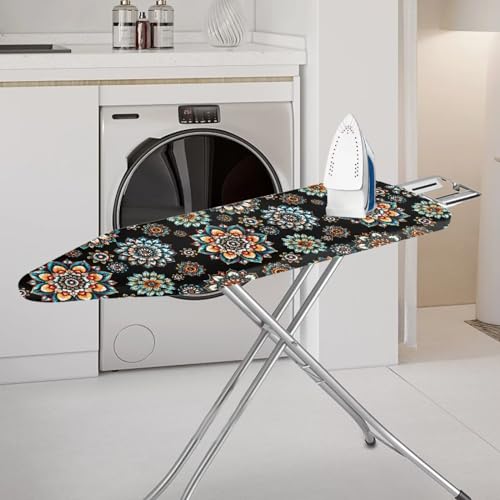 Boho Floral Ironing Board Cover and Pad 15x54 Inch, Vintage Ironing Board Cover with Elastic Edge Scorch and Stain Resistant Ironing Covers - color: Boho Floral