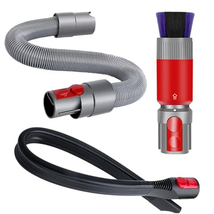3-in-1 Vacuum Attachment Bundle for Dyson V15 V15s V12 V11 V10 V8 V7 Gen5 - style: Dusting Brush & Flexible Crevice Tool & Extension Hose