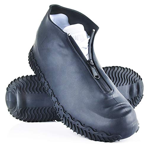Shiwely Silicone Waterproof Shoe Covers, Upgrade Reusable Overshoes with Zipper, Resistant Rain Boots Non-Slip Washable Protection for Women, Men (XL (Women 11-13, Men 9.5-13), Black) - color: Black, size: XL (Women 11-13, Men 9.5-13)