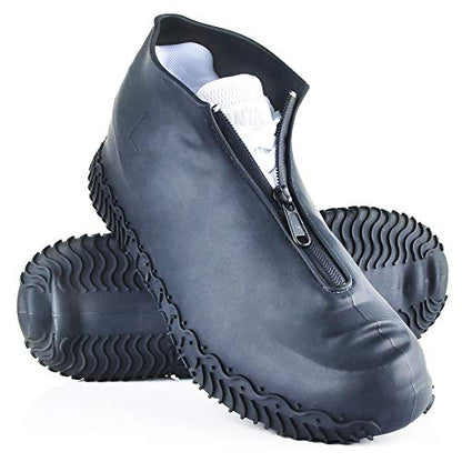 Shiwely Silicone Waterproof Shoe Covers, Upgrade Reusable Overshoes with Zipper, Resistant Rain Boots Non-Slip Washable Protection for Women, Men (M (Women 5-7, Men 5-6), Black) - color: Black, size: M (Women 5-7, Men 5-6)