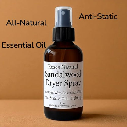 Natural Dryer Ball Spray, 4 oz, Patchouli, Lavender,Essential Oil Laundry Refresher, Fabric Freshener for Clothes, Linens & Wool, Anti-Static & Odor Neutralizer, Made in the USA (Sandalwood) - color: Sandalwood