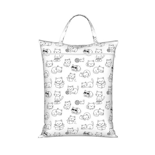 Cute Cartoon Cat Travel Laundry Bag Washable Dirty Clothes Bag for Gym - color: Cute Cartoon Cat