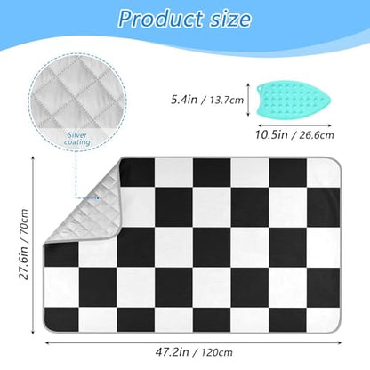 Portable Ironing Mat for Table Top Iron Pad Heat Resistant Blanket Portable Travel Ironing Board Covers Tabletop Sewing Pressing Quilting Large 27.6x47.2Inches Checkered Black and White - color: Checkered Black and White08