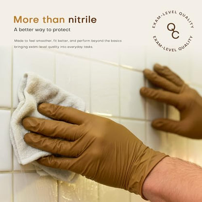 SUP Powder-Free Nitrile Exam Gloves, 100/1000 Ct Food Safe Latex-Free Disposable Glove Medical Cooking Cleaning Food Prep Tan - color: Large (Trail Tan 1000)