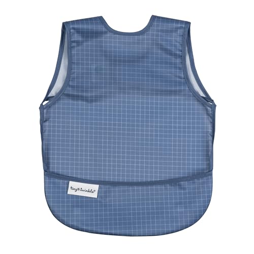 Tiny Twinkle Mess Proof Baby Bib for Girls | Waterproof Toddler Bib for Eating | Baby Apron for Feeding | Machine Washable | Perfect Shower Gift (Grid, 6–24M) - color: Grid, size: Small 6-24 Months