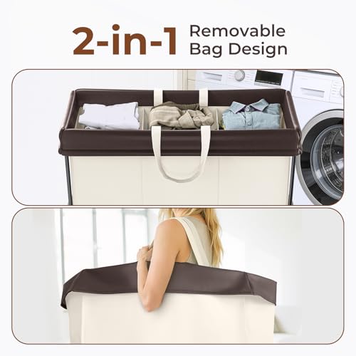 320L Laundry Hamper with Wheels, Large Rolling Laundry Basket with Wheels - color: Beige, size: 320L