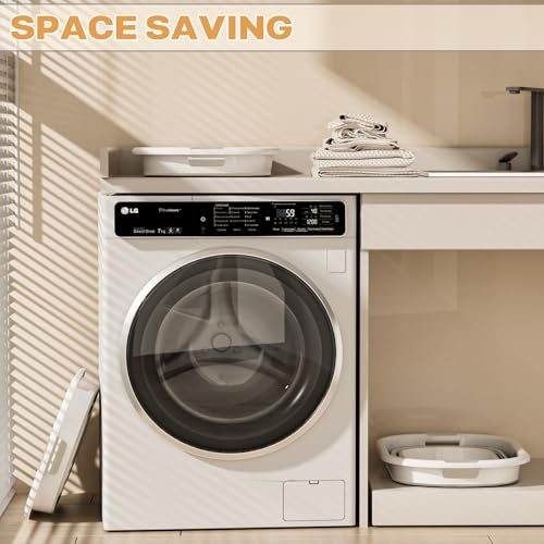 OOAMBB 43L(11.5Gallon) Collapsible Plastic Laundry Baskets (Beige, 2 Packs) - color: Beige