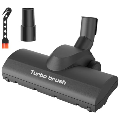 Portek Turbo Brush Head for 1-1/4" and 1-3/8" Vacuum Cleaners, Air-Driven Floor Nozzle Attachment with Adapter and Cleaning Tool for Pet Hair Removal on Carpets and Hard Floors