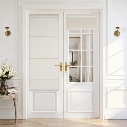 StangH Natural Linen Textured Magnetic Roman Shades, W26 x L64, 1 Panel - color: Natural, size: 26"W x 64"H