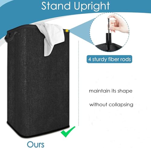 SNIGJAT Extra Large Laundry Hamper, Folding 100L Laundry Basket, Black - color: Black, size: 100L