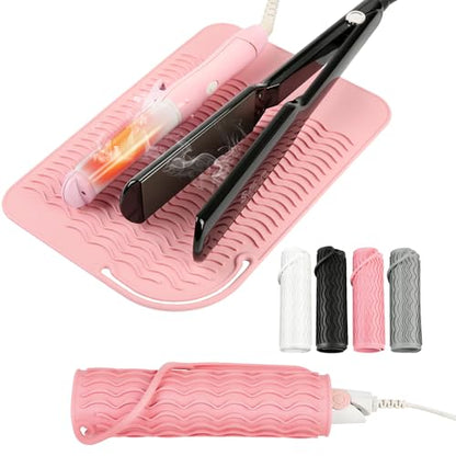 Silicone Heat Resistant Mat for Hair Tools, 11" x 7.5", Pink - color: Pink