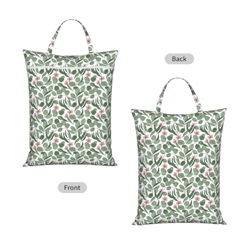 Eucalyptus Leaves Travel Laundry Bag Washable Dirty Clothes Bag for Gym - color: Eucalyptus Leaves