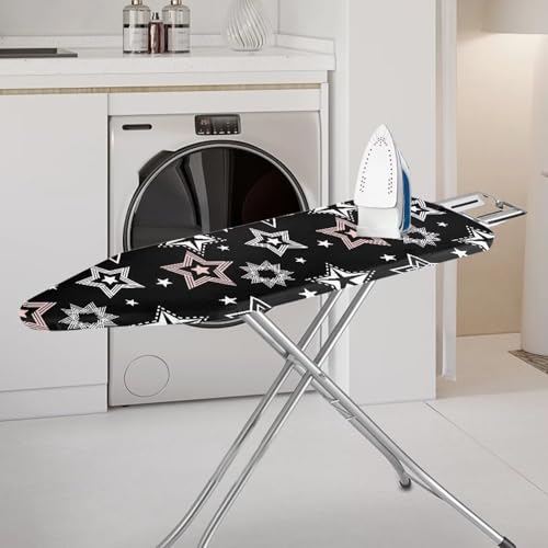 Black Fashion Iron Board Cover with Elastic Edge Large Fits All Standard Size Ironing Board Covers Heavy Duty Pressing Cloth for Ironing Stain Resistant - color: Black Fashion