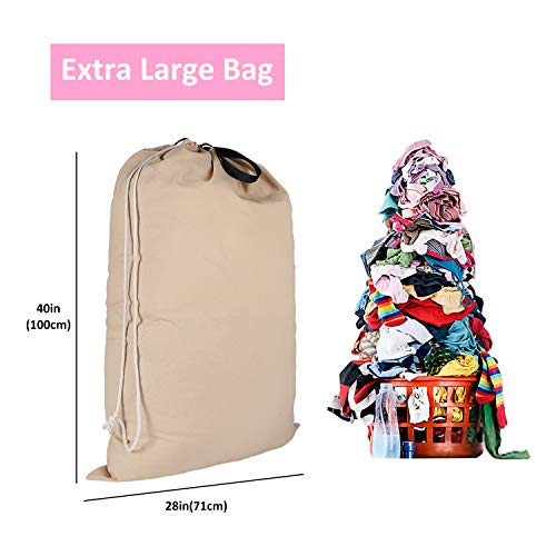 SWISSELITE Heavy Duty Laundry Bag, Large Travel Dirty Clothes Bag - color: Khaki