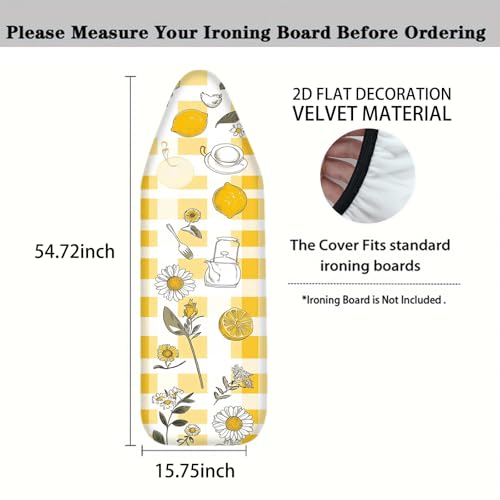 Nuxovilar Yellow Gingham Lemons Ironing Board Cover 15x54 Polyester - color: Ycr01976, size: 15×54 inch