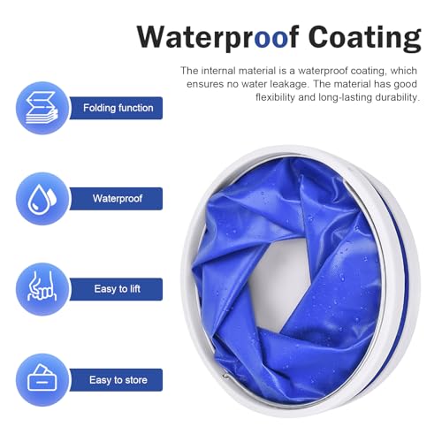 11L Car Collapsible Water Bucket, Foldable Space-Saving Car Camping Washing Bucket with Handle, Waterproof Portable Fabric Pop Up Water Container for Cars, Trucks, SUVs (Blue)