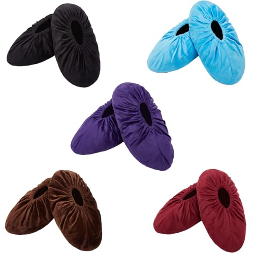 LAKE OF FIRE 5-Pair Reusable Shoe Covers, Non-Slip, Washable, and Thickened Boot Covers for Floor and Carpet Protection - color: B-5 Colors