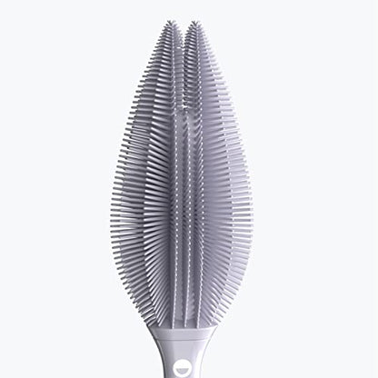 Smilo Silicone Baby Bottle Brush - Soft Touch Baby Bottle Cleaner with Flexible Twin Tip to get Cups, Glasses and Baby Bottles Extra Clean - Food-Grade Silicone, Dishwasher Safe & BPA-Free - Gray - color: Gray