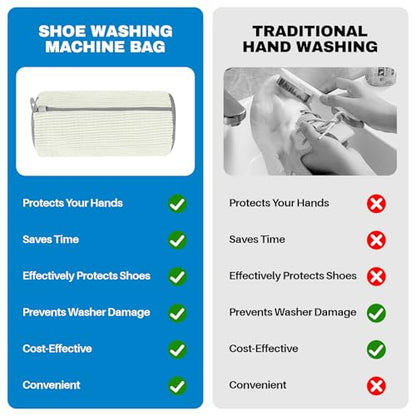 Shoe Washing Machine Bag: Laundry Shoe Bag for Washer and Dryer - 2pc Reusable Shoe Cleaning Bag for Sneaker Tennis Shoes Unstain Cleaner Kit(Cream 2 Pcs) - color: Cream 2pcs