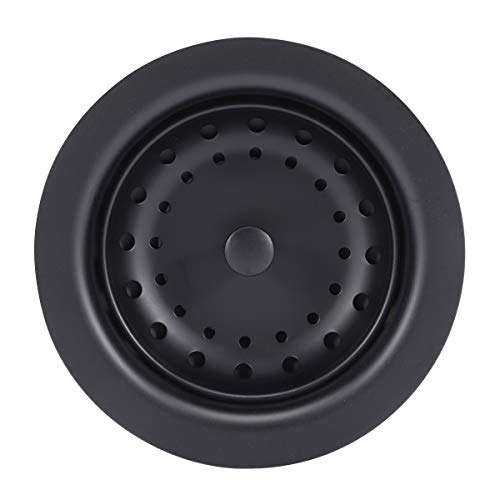 KONE 3-1/2 Inch Kitchen Sink Stainless Steel Basket Strainer Water Stopper with Drain Assembly, Black Finish Rustproof and Durable - color: Black