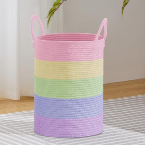 VIPOSCO 72L Tall Woven Laundry Basket Hamper, Rainbow - color: Rainbow, size: 72L