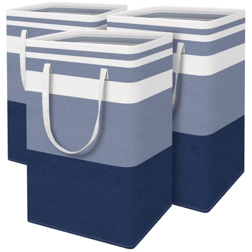 BlissTotes 3-Pack Laundry Basket, Collapsible Laundry Hamper, Blue, 75L - color: Blue, size: 75L
