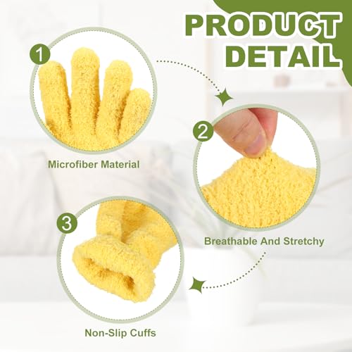 uxcell Microfiber Gloves, Reusable Washable Plant Dusting Gloves Cleaning Mittens for Auto Plants Household - color: Yellow