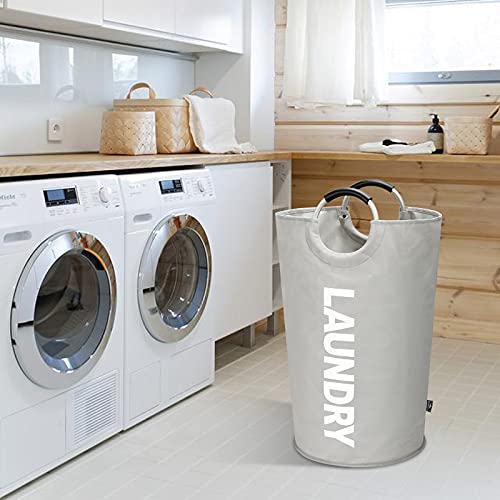 DOKEHOM 125L X-Large Laundry Basket Bag, Collapsible Tall Hamper, Grey - color: Light Grey, size: 125L