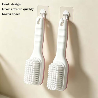 2pc Multi-Purpose Household Cleaning Brush Set, Ergonomic Comfort Grip for Shoe Cleaning, Laundry & Bathroom Cleaning (Pink) - color: Pink