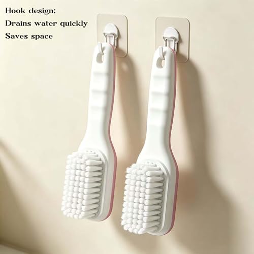 2pc Multi-Purpose Household Cleaning Brush Set, Ergonomic Comfort Grip for Shoe Cleaning, Laundry & Bathroom Cleaning (Pink) - color: Pink