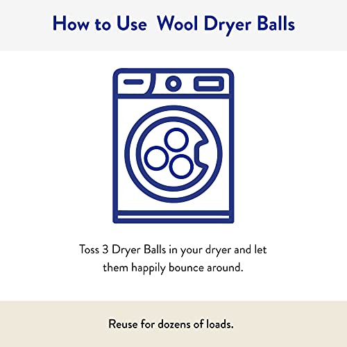 The Clean People 100% New Zealand Wool Dryer Balls - 3 Pack - for Laundry, Fabric Softening, Anti Static, No Lint, Odorless and Reusable - size: 3 Count