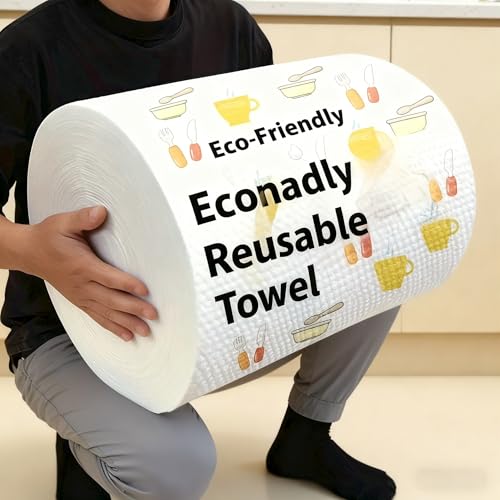 1 roll (Use 1000-2000 Times), Lazy Rags, Disposable Kitchen Paper Towels, Washable Wet and Dry Towels, Rags, Non-Stick Oil Rags, degreasing Towels, Household Cleaning Rags, Cleaning Supplies