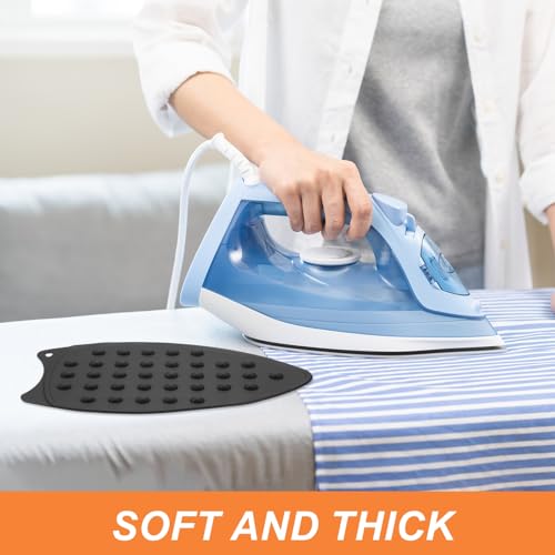 PATIKIL Silicone Iron Rest Pad, 2 Pcs Multipurpose Hot Heat Resistant Iron Rest Plate Protective Pad for Ironing Board Hot Resistant Steamer Steam Compact Mat, Black - color: Black