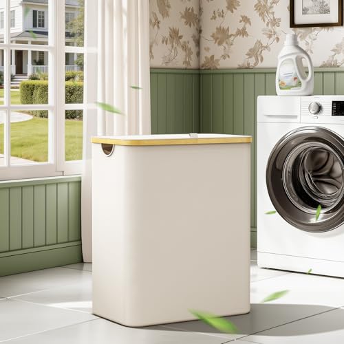Hampers for Laundry Basket with Lid, 160L Large Laundry Hamper 3 Section - color: Beige, size: 160L