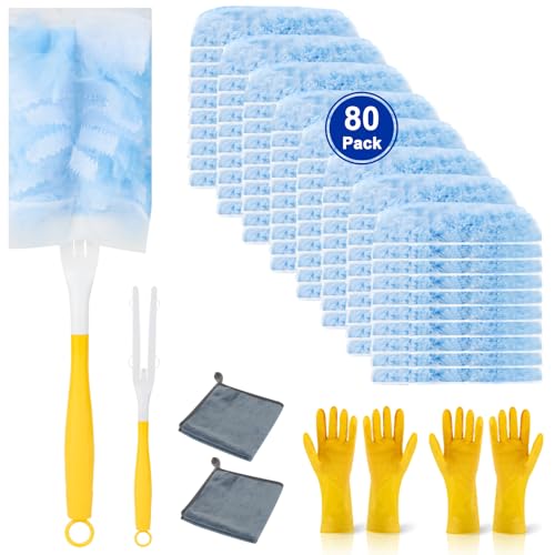 Duster Refill for Cleaning with 2 Handles, Heavy Duty Disposable Duster Kit - size: 80pack