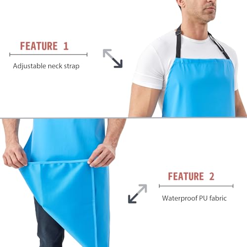 Nanxson Waterproof Apron Adjustable Dishwasher Apron for Women Men - color: Blue