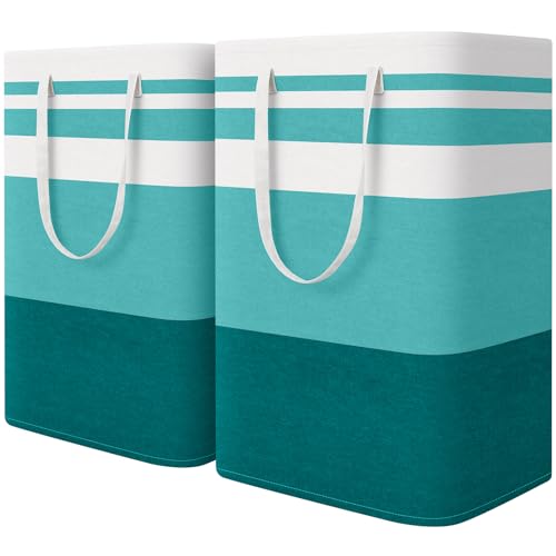 HomeHacks 2 Pack Large Laundry Baskets, Laundry Hampers Bags (Green 75Lx2) - color: Green, size: 75L