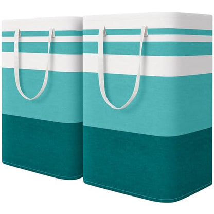 HomeHacks 2 Pack Large Laundry Baskets, Laundry Hampers Bags (Green 75Lx2) - color: Green, size: 75L