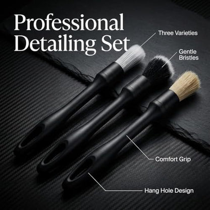 Car Detailing Kit 15PCS, Boar Hair Brushes,160g Gel, Swivel Glass Tool
