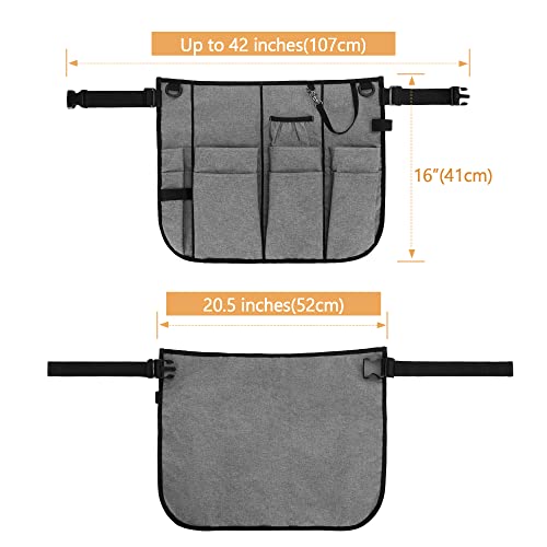 LoDrid Professional Cleaning Apron with 9 Pockets and Waist Belt, Gray - color: Gray