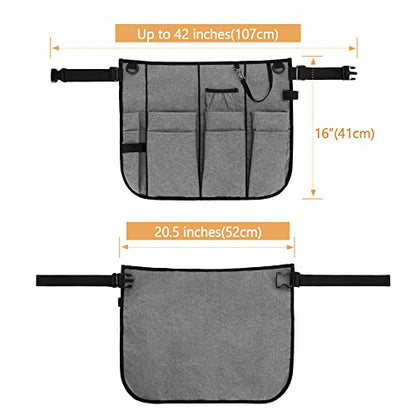 LoDrid Professional Cleaning Apron with 9 Pockets and Waist Belt, Gray - color: Gray