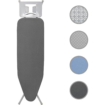 STO STO Ironing Board Full Size 45" x 14" with Iron Holder, 7 Height Options 29" to 36", Space Saving Foldable Iron Board with Removable Covers and Reinforced Steel Legs, Gray - color: Gray, size: 45" x 14"