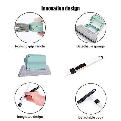 Window Groove Cleaning Tools Set,Small Multipurpose Track Brush with dustpan,Magic Gap Scouring Pad with 10 Replacement Sponge,Sliding Door Slot Cleaner Tools,Hand-held Family Sill Crevice Clean Scrub