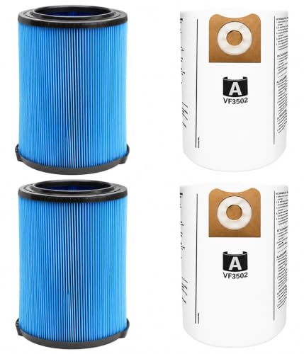 VF5000 Replacement Filter for Ridgid Shop Vac 6-20 Gallon Vacs - color: Blue VF5000, size: M 2 Pcs Filters & 2 Pcs Bags